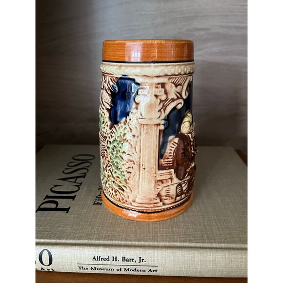 Vintage German Relief Beer Stein with Tavern Scene - Picture 2 of 6